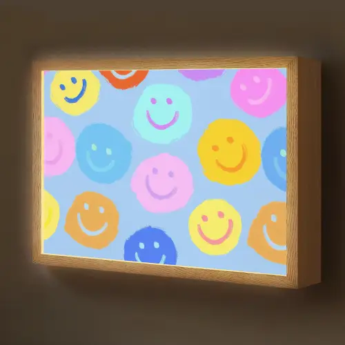 Smileys - Kleurrijk - Grappig Light Box met batterij (Wandlamp kind) middel -z3d_website