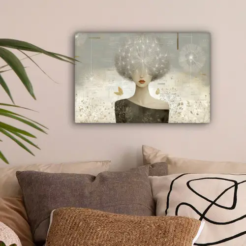 Pluis - Vrouw - Beige canvas 2cm klein -sfeer1