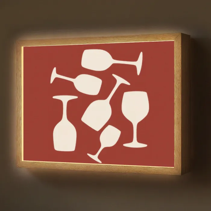 Wijnglazen - Silhouetten - Wit Light Box met batterij (Wandlamp) middel -z3d_website