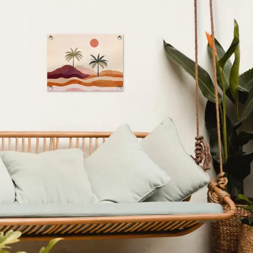 Palmbomen - Abstract - Zon - Heuvels tuinposter los doek klein -sfeer7