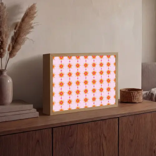 Zon - Motief - Roze Light Box met batterij (Wandlamp) middel 907 -sfeer2