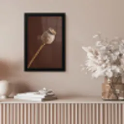 Papaverbol - Droogbloem - Bruin - Minimalistisch fotolijst zwart zonder passe partout klein -sfeer5