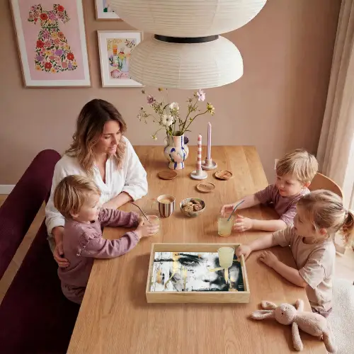 Portret - Vrouw - Penseelstreken - Goud Dienblad Rechthoek middel -sfeer4