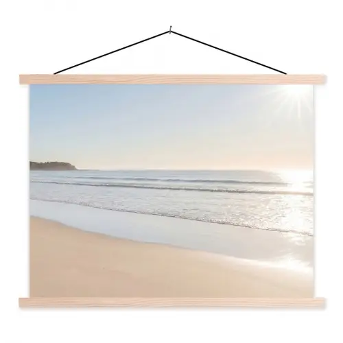 Zee - Zon - Zand textielposter latten blank klein -3d