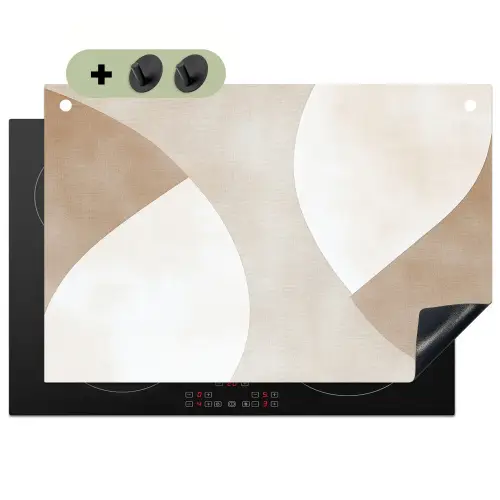 Bruin - Japandi - Abstract Inductie beschemer met haakjes klein -3d