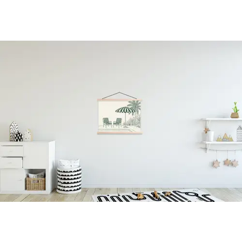 Terras - Illustratie - Groen textielposter latten blank klein -kinderkamer