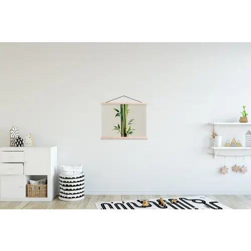 Bamboestengels - Sierlijk - Groen textielposter latten blank klein -kinderkamer