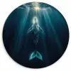 Walvis - Water - Zonnestralen - Blauw Wandcirkel kunststof plaat 5mm dik klein -3d