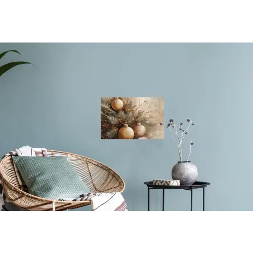 Kerst - Kerstballen - Beige - Goud Muursticker klein -plant