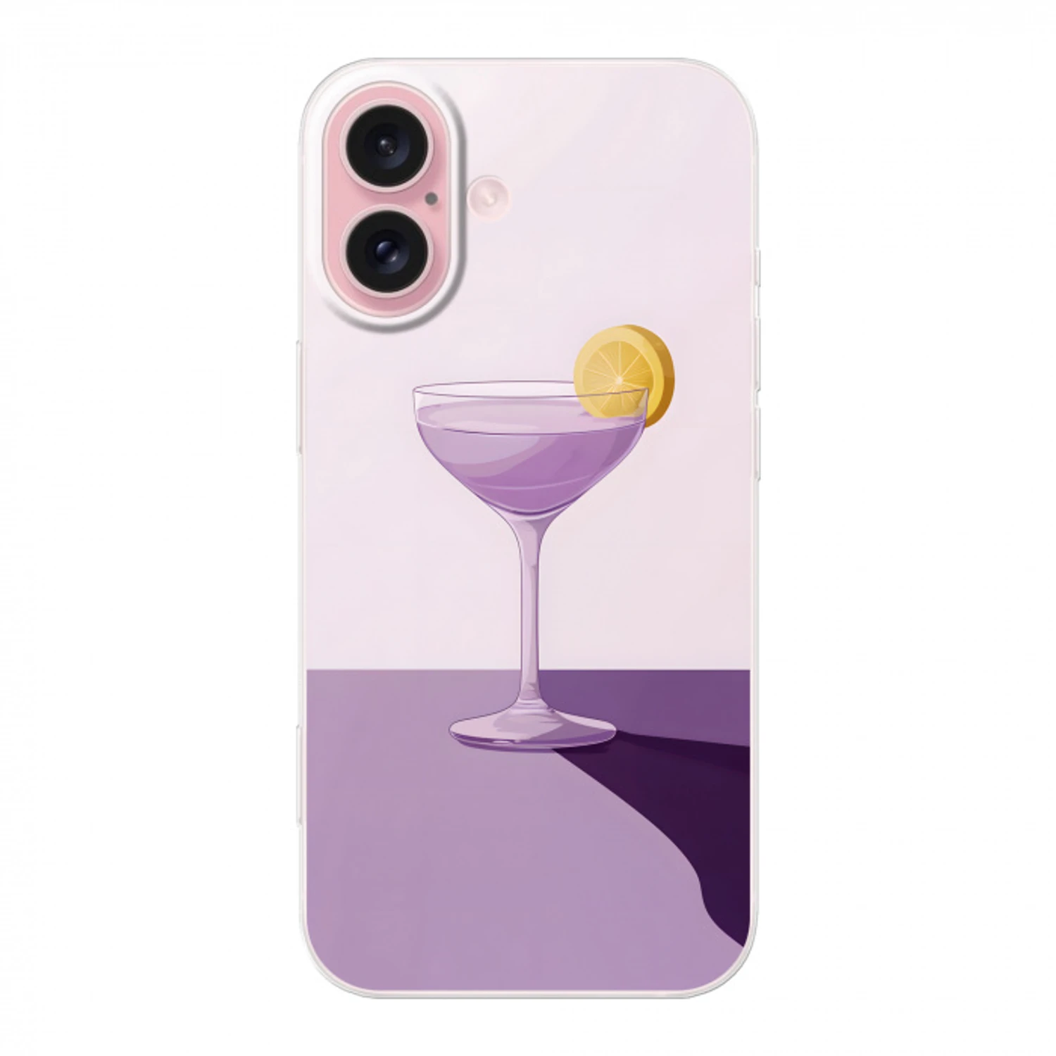 Cocktail - Paars - Minimalistisch - Citroen Apple iPhone 16 klein -3d