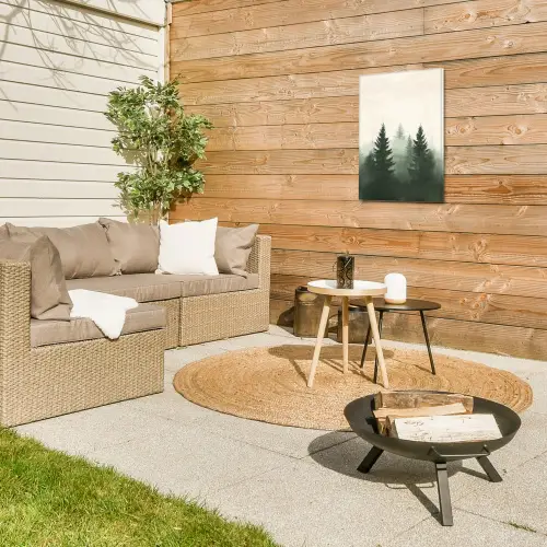 Sparren - Bomen - Groen - Beige Tuinposter op houten frame 2 cm dik klein -sfeer2
