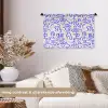 Blauw - Patroon - Abstract - Beige Wandkleed katoen klein 269 -sfeer1