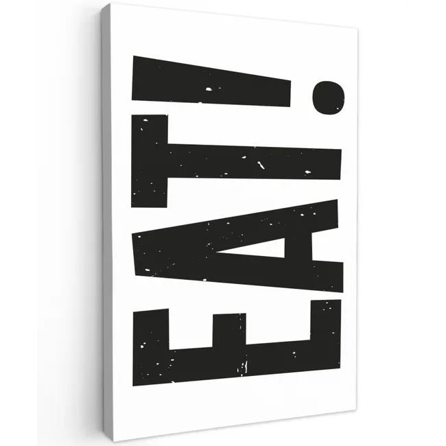 Decoratie - Eten - Zwart - Wit Tuinposter op houten frame 2 cm dik klein -3d