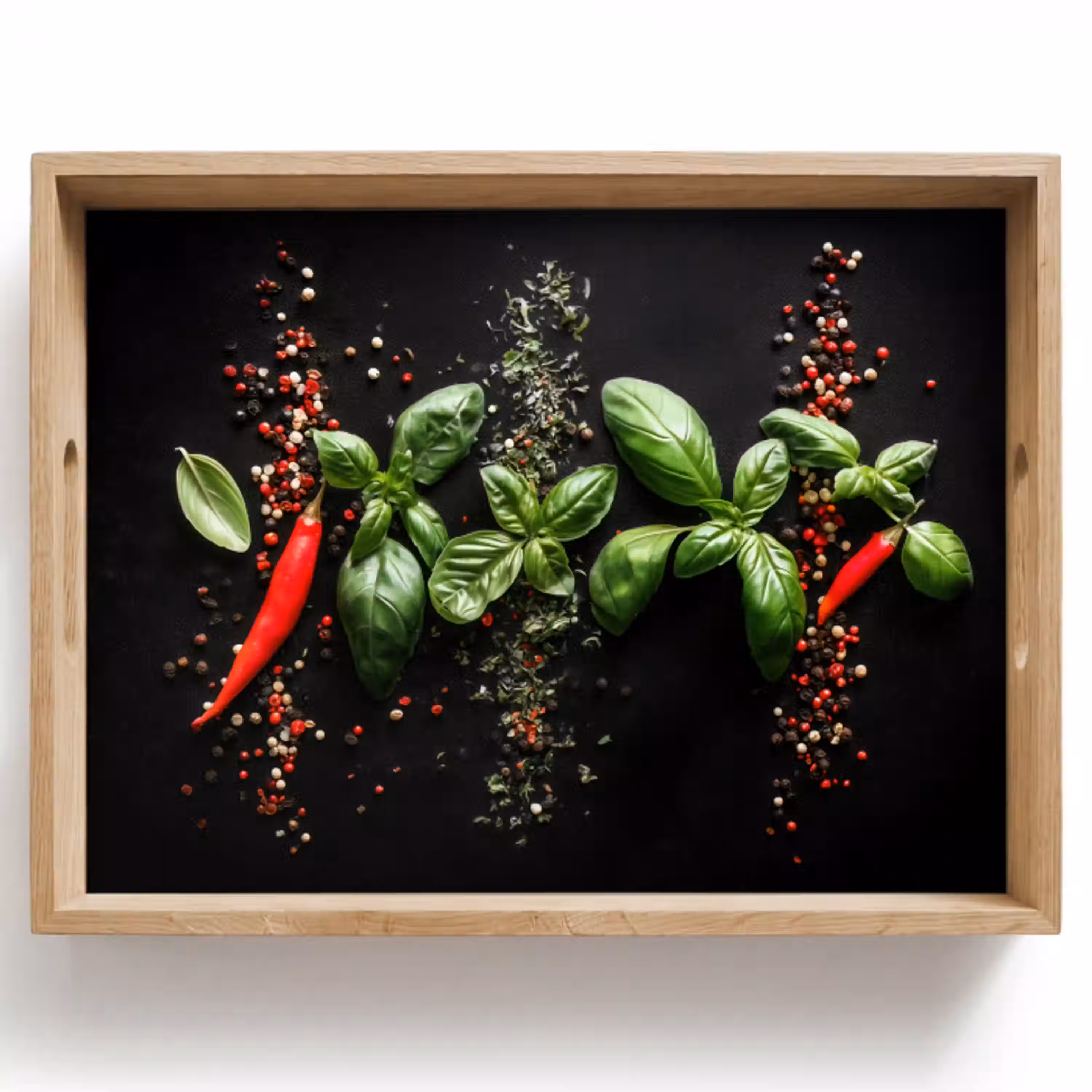 Chilipepers - Basilicum - Blaadjes - Rood Dienblad Rechthoek middel -z3d_shopping