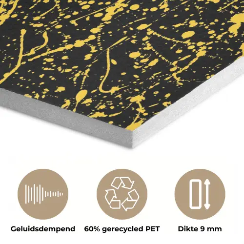 Spat - Waterverf - Geel - Zwart PET vilt klein 837 -closeup_NL
