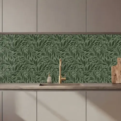 Bladeren - Organisch - Groen keuken achterwand 2 middel 871 zz_3dshopping