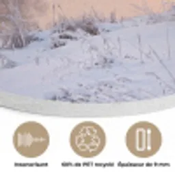 Rivier - Winter - Landschap - Sneeuw - Zonsopgang Akoestische PET Vilt - Rond klein -closeup_FR