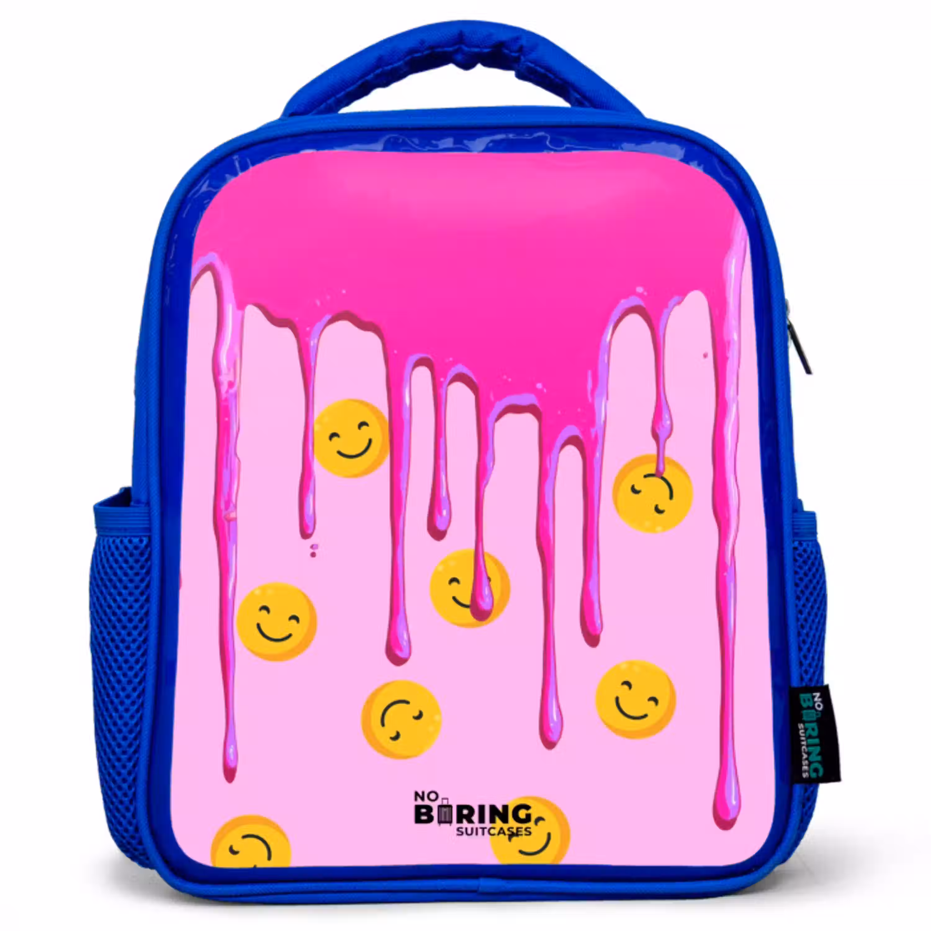 Verf - Smiley - Roze Kinderrugzak - Blauw middel -3d
