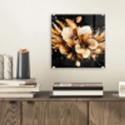 Bloemen - Goud - Graffiti - Zwart - Abstract plexiglas 5mm klein -sfeer1