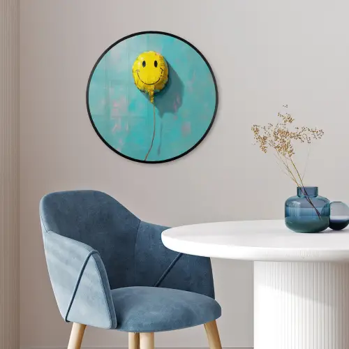 Ballon - Geel - Smiley Fotolijst rond zonder passe partout klein -sfeer2