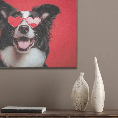 Hond - Hartjesbril - Loveyou - Rood PET vilt klein -sfeer6_closeup
