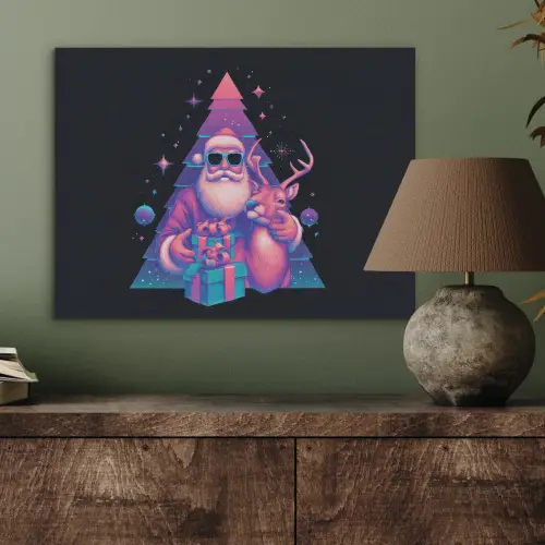 Retro - Kerstman - Rendieren - Kerstboom PET vilt klein -sfeer2