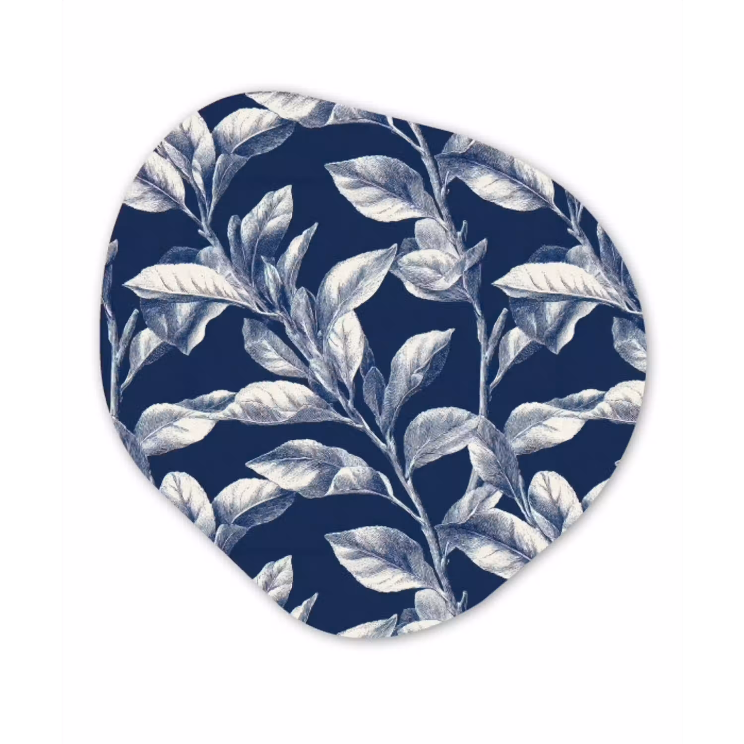 Botanisch - Patroon - Blauw Wandcirkel Organisch Aluminium middel 851 -3d