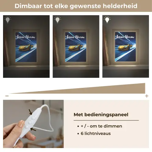 Auto - Geel - Race - Blauw Light Box met kabel (Kinderlampje) klein -USP_dimbaarNL