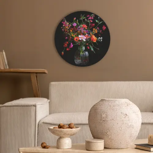 Boeket - Veldbloemen - Vaas Akoestische PET Vilt - Rond klein -sfeer1