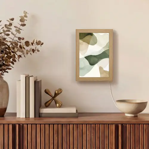 Japandi - Abstract - Groen Light Box met kabel (Tafellamp) klein -sfeer2
