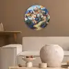 Dorp - Heuvelachtig - Zon - Mozaïek Akoestische PET Vilt - Rond klein -sfeer1
