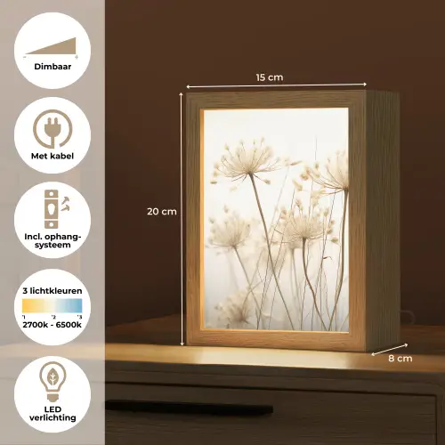 Bloemen - Wit - Zonlicht Light Box met kabel (Tafellamp) klein -USP_NL
