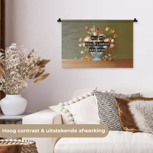 Bloem - Quote - Vintage - Art Wandkleed katoen klein -sfeer1