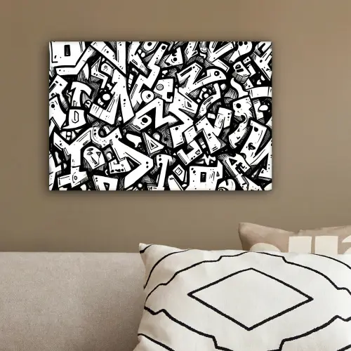 Vormen - Letters - Graffiti - Zwart canvas 2cm klein -sfeer3