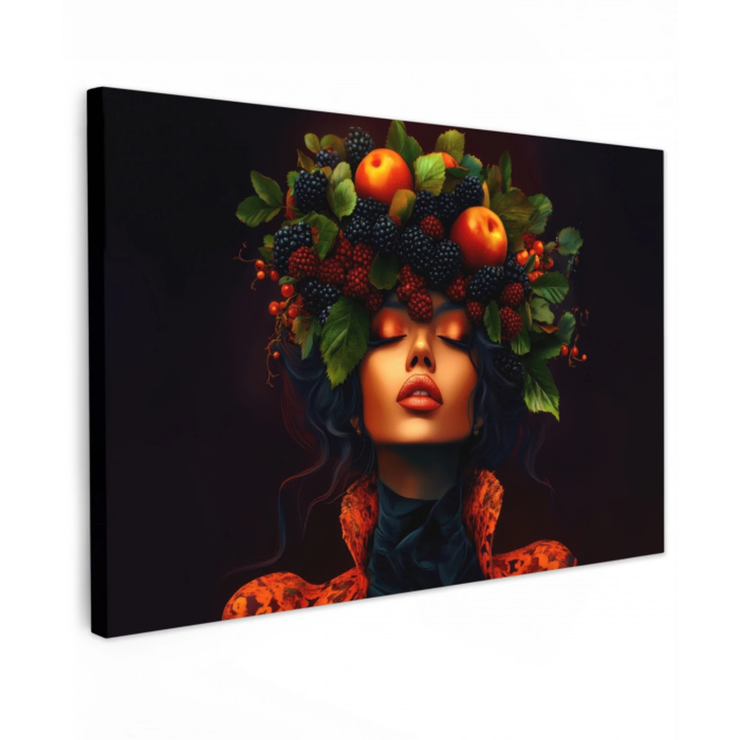 Vrouw - Zwart - Bessen - Bramen - Appels canvas 2cm klein -z3d