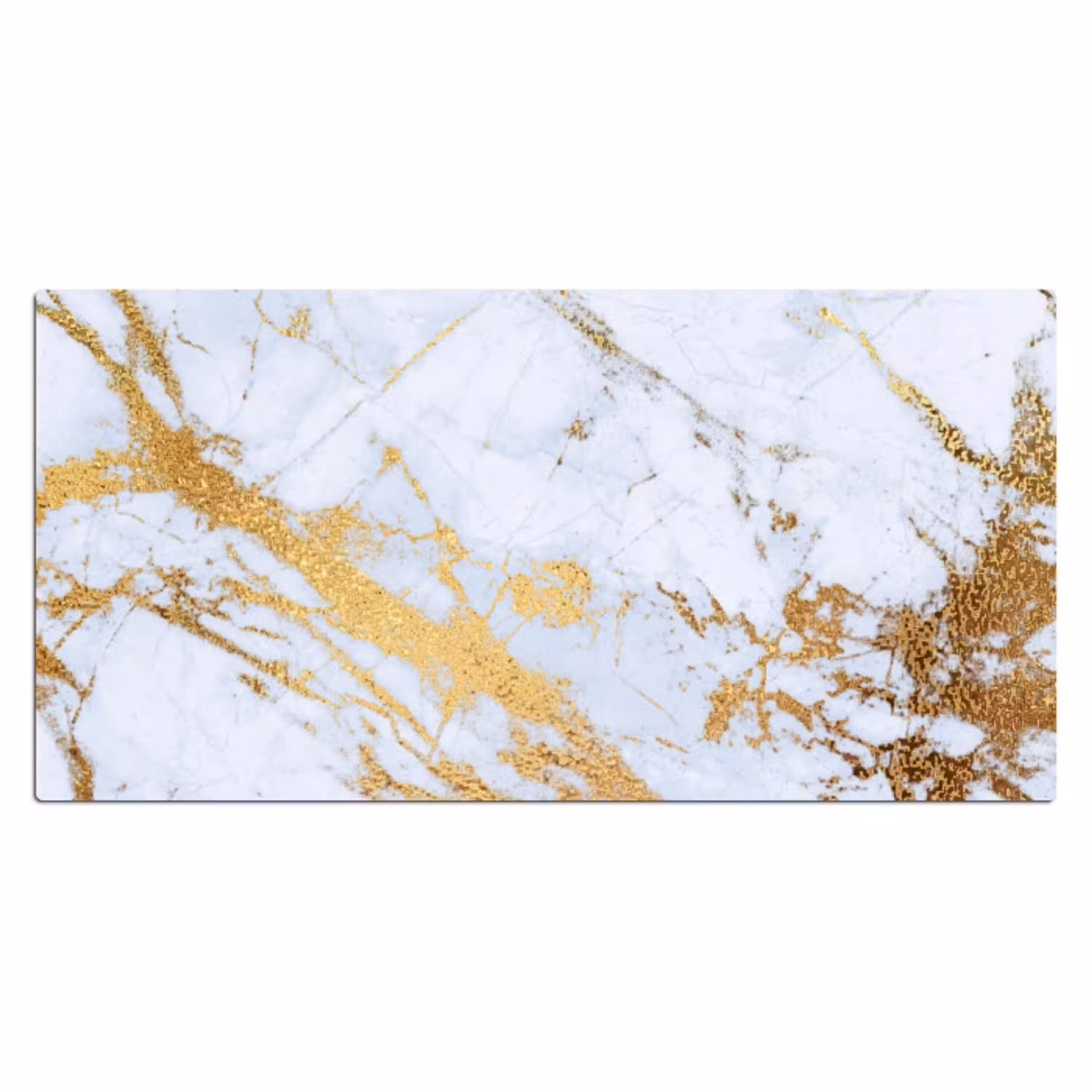 Marmer - Goud - Wit - Luxe - Marmerlook - Glitter Muismat XXL klein -3d_leeg