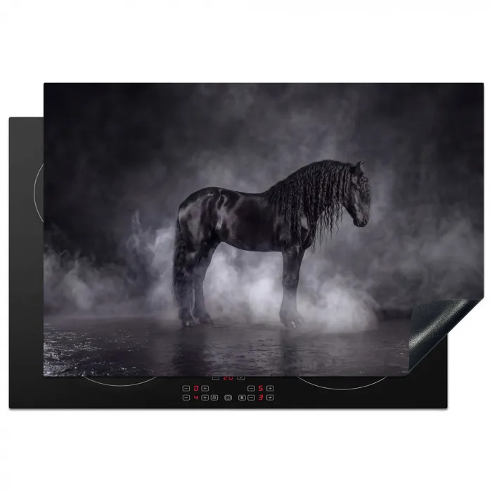 Paard - Magisch - Zwart Inductie beschermer vinyl 3mm klein -3d