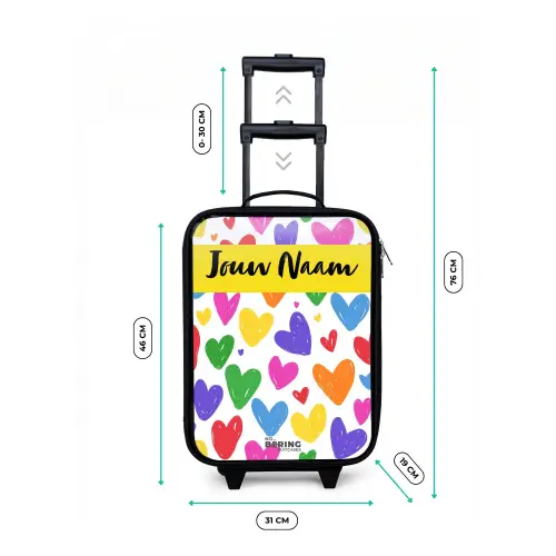 Hartjes - Patroon - Kleurrijk Kinderkoffer - Zwart klein -productfoto_formaten