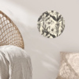 Klassiek - Botanisch - Zwart - Beige Wandcirkel behangsticker klein 186 -sfeer4