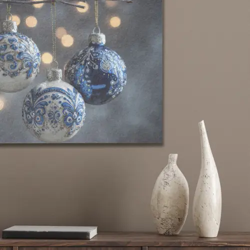 Kerstbal - Versierd - Blauw PET vilt klein -sfeer6_closeup