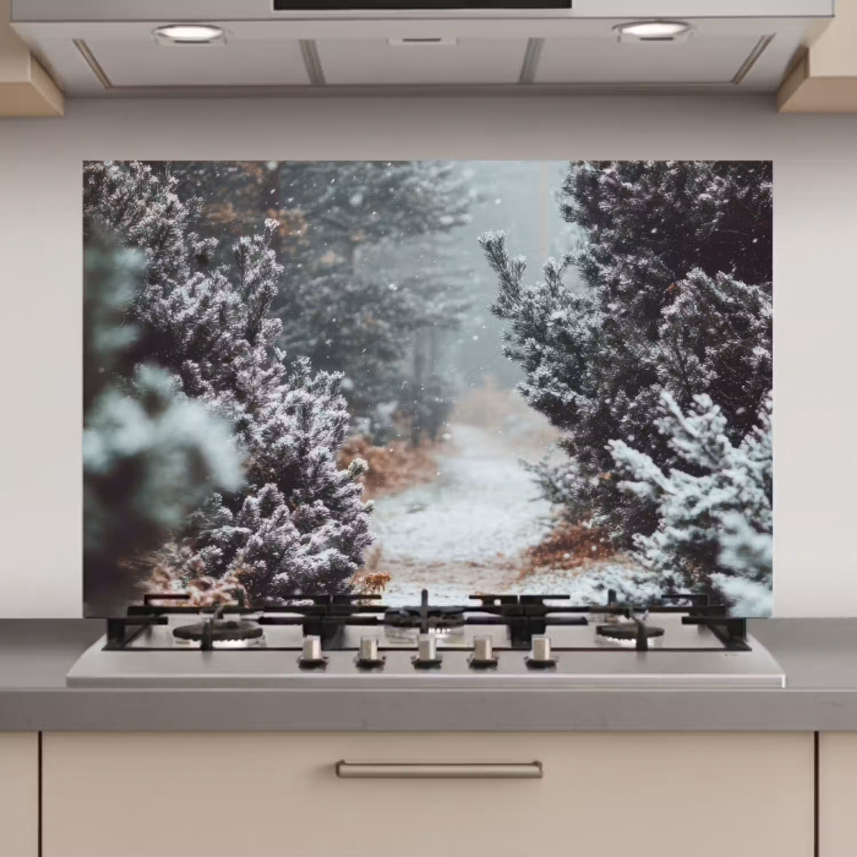 Bos - Winter - Bomen - Natuur - Pad - Sneeuw keuken achterwand spatscherm klein -3d_website