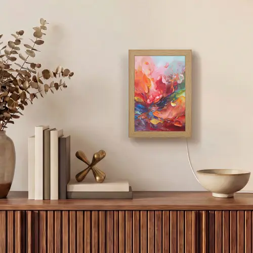 Olieverf - Kunst - Abstract - Kleurrijk Light Box met kabel (Tafellamp) klein -sfeer2