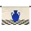 Vaas - Blauw - Geblokt - Modern Wandkleed katoen klein -zz3d