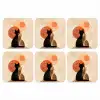Katten - Zwart - Abstract - Cirkels onderzetter kurk middel -3d