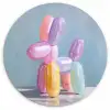 Dier - Ballon - Pasteltinten - Glanzend Wandcirkel kunststof plaat 5mm dik klein -3d