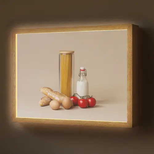Spaghetti - Melk - Tomaten - Eieren - Brood Light Box met batterij (Wandlamp) middel -z3d_website