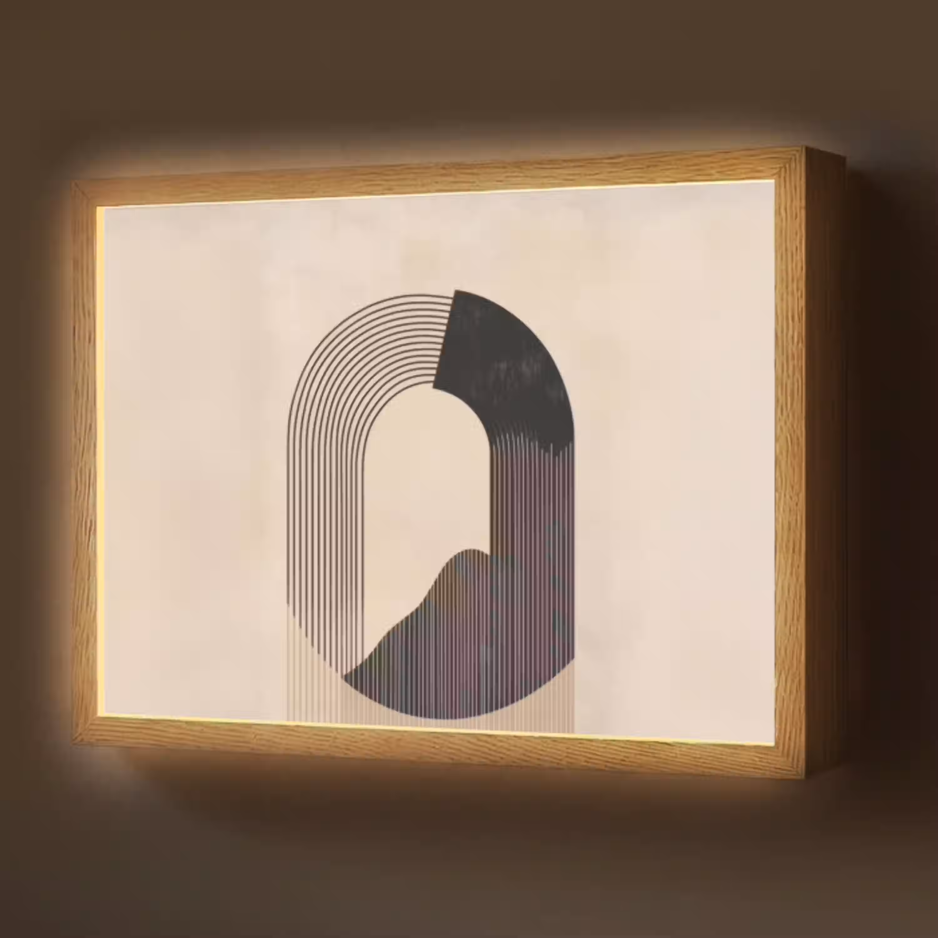 Grafisch gebogen motief - Beige Light Box met batterij (Wandlamp) middel -z3d_website