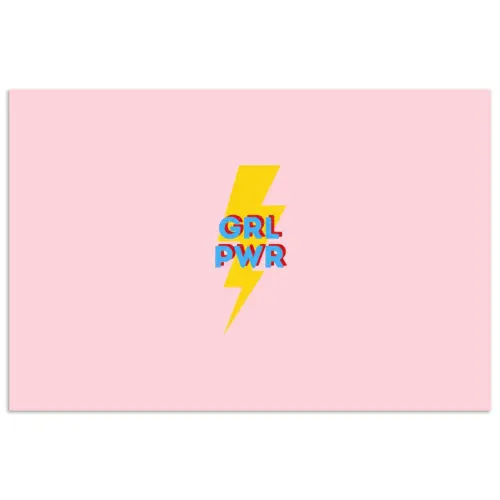 Grl pwr - Bliksem - Roze poster papier klein -3d