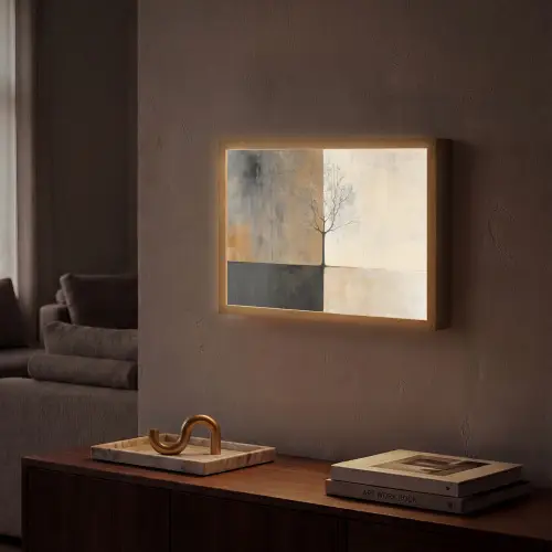 Boom - Vlakken - Takken - Kleurverloop Light Box met batterij (Wandlamp) middel -sfeer1