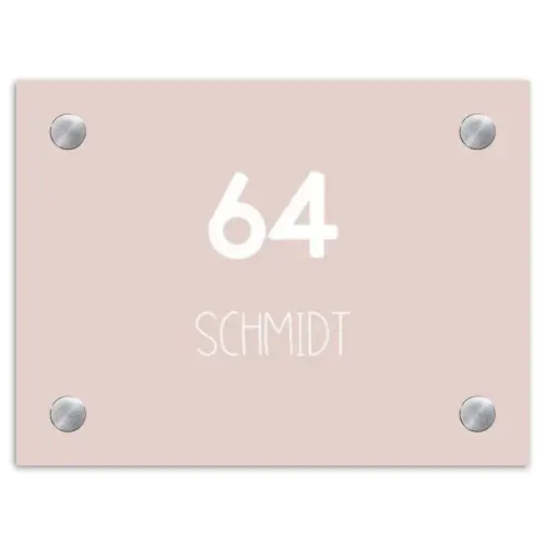 Lichtroze - Modern Naambord Rechthoek middel -3d